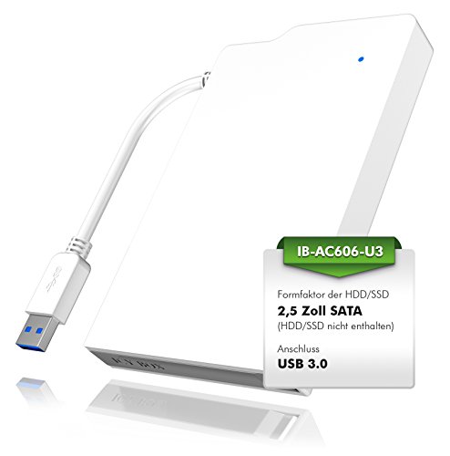Icy Box IB-AC606-U3 Externes Gehäuse für 2,5 Zoll HDD & SSD, USB 3.0 Anschluss (UASP), werkzeuglos & integriertes USB-Kabel, weiß - 3