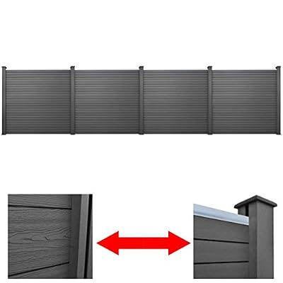 vidaXL 4x Panneau de Clôture de Jardin WPC Gris Bordure Brise-vue Barrière