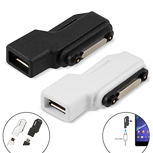 Forepin® Micro USB Adapter für Sony Xperia Z1, Sony Xperia Z2, Sony Xperia Z3, Sony Xperia Z1 Mini Magnet Anschluss Lade Kabel in Schwarz - 3