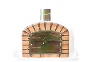 DIOVERDE White Deluxe Wood Fired Pizza Oven, Orange Arch, Gold Door, 90cm x 90cm X 85cm