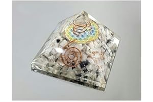 VALMONI SPORT Pirámide Orgonita 7x7cm Feng Shui y Flor de la Vida Lapislázuli Cuarzo Blanco Cuarzo Rosa Piedra Luna Ojo Tigre Amatista Shungit Turmalina Resina Selenita (Piedra Luna)