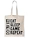 Produktbild KRISSY Eat Sleep Game Repeat Funny Schultertasche Bag