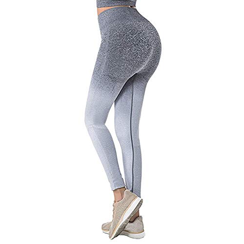 Cysincos Leggings de Sport Femmes Fitness- GRIS/BLANC - TAILLE S/M(taille 60cm)