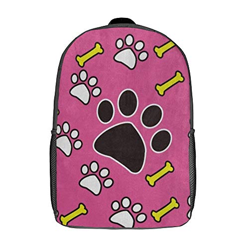 Mochila Casual con diseño de Huellas de Perro de Dibujos Animados, Color Rosa, Mochila de Viaje, Mochila Escolar Unisex