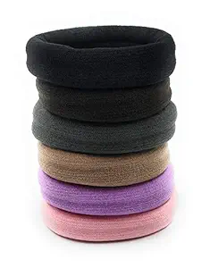 Fairytale Multi-Colour Stretchable Big Size Elastic Hair Rubber Band Ponytail Holder For Girls & Womens. Set Of 6