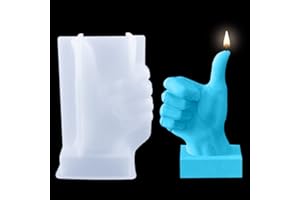 FineInno Thumbs Up Gesture Candle Mould, 3D Hand Shape Resin Mould, Finger Silicone Mould for Soap, Candle Making, DIY Plaster Sculpture Clay Crafts, Home Decor (Thumbs up)