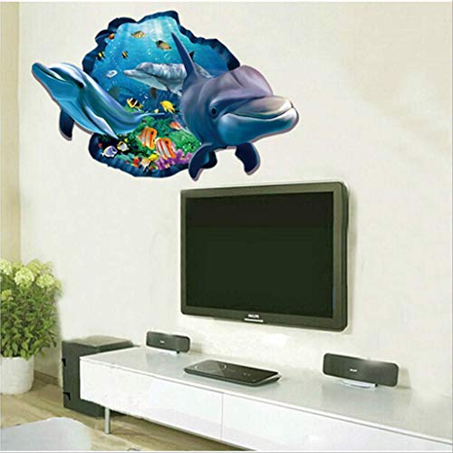 Preisvergleich Produktbild Gemütliche Bilder, Aufkleber Wandaufkleber, Big Dolphin, Kinderzimmer, TV Hintergrunddekoration, Ozean Cartoon, Kreativ, Wohnzimmer, Glasaufkleber