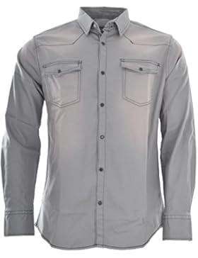 Attire Herren Jeans Hemd Freizeit Denim Langarm Black Denim Grey Jeanshemd Shirt Regular Fit