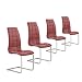 Produktbild Freischwinger 4er Set dunkelrot Esszimmerstühle Schwingstühle Chrom Kunstleder (Bordeaux)