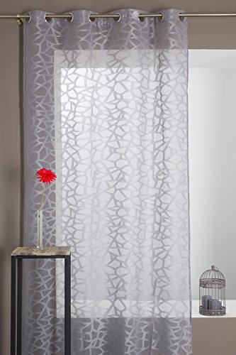 Fantasie Gardine Mit Stickerei Abstraktes Mosaik-muster 140 X 240 Grau