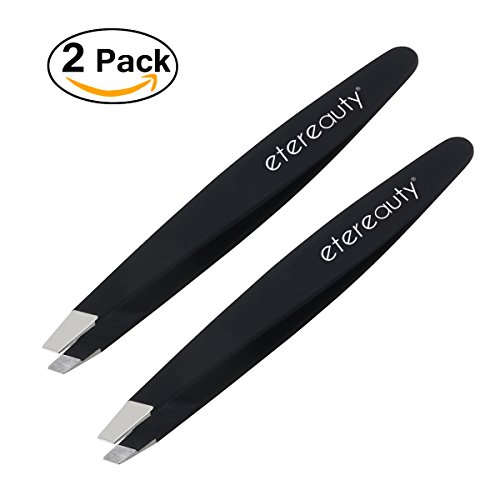 ETEREAUTY Eyebrows Tweezer Slant Stainless Steel Eyebrow Plucking 2 Pieces