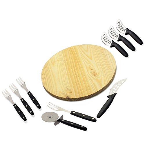Oramics Pizza Set 10-teilig bestehend aus Pizzabrett, Besteck und Pizzaschneider - 3