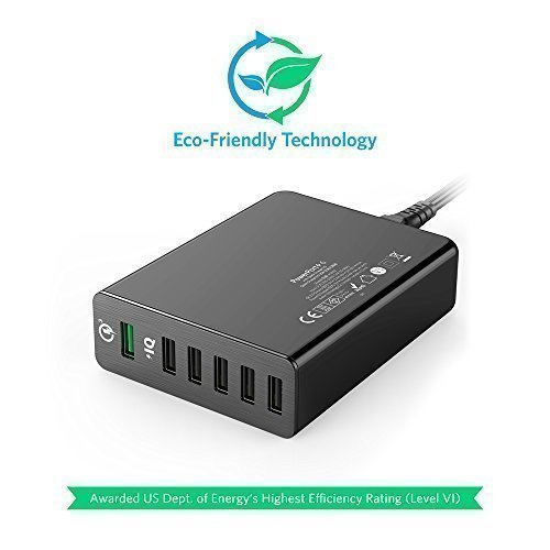 Anker PowerPort+ 6 Premium 60W 6-Port USB Ladegerät mit Quick Charge 3.0 und Power IQ für Galaxy S6 / Edge / Plus, Note 5 / 4, LG G4, HTC One M8 / M9, Nexus 6, iPhone 7 und andere Smartphone (Schwarz) - 6