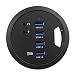 Produktbild Prevently 4 Port USB 3.0 Hub Super Speed Verteiler,Hub mit Audio- und Mikrofonanschlüssen Mount In Desk 4-Port USB 3.0 HUB Adapter und Externe Stereo Sound Adapter Combo