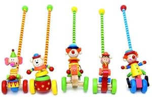 WOODYLAND 1 Stück: Schiebefigur Schiebetier Figur Tier Clown Holz - Kinderland zum Schieben für Kinder - Schiebefiguren