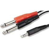 3.5mm Stereo Jack Plug to 2 x 6.35mm Mono Audio Cable - 2 Metres