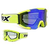 TWO-X Bomb Crossbrille Neon gelb Glas light verspiegelt blau MX