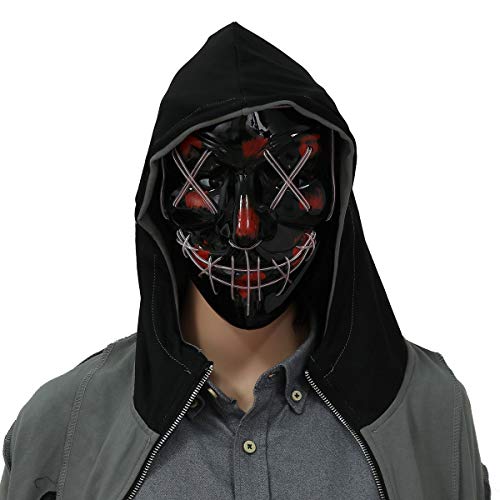 CHICTRY Scary Halloween Mask LED Light Up Glow Masks for Masquerades Carnival Rave Festival Party Cosplay Costume