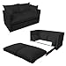 Comfortable Black Childrens Kids 100% Cotton Drill 2 Seater Sofa Bed, Easy Pull-out Conversion. From Sofa to Bed in Seconds.