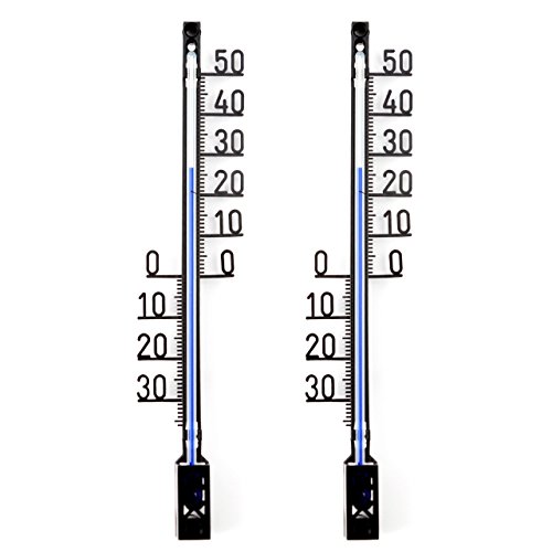 2 Stück Set Garten - Aussen Thermometer . Gartenthermometer Deutsche Herstellung , Analog , Kunststoff , Farbe schwarz