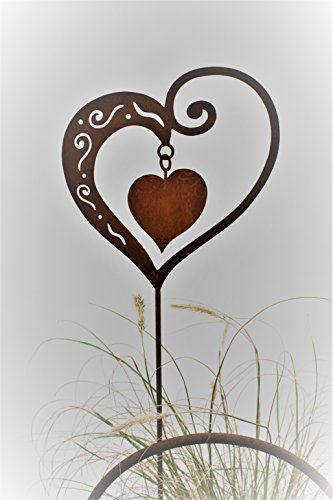 Rost Herz mit Innenherz 65cm Stecker Deko Dekoration Edelrost Garten Metall Stab - 4