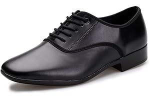 OMCAM Scarpe da Ballo da Sala da Uomo, Scarpe da Ginnastica Moderne in Pelle Nera Tango Salsa Latin Shoe per Uomo