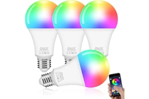 Eleganted Ampoule Intelligente Wifi LED E27, 10W Dimmable RGB & 2700K-6500K Lumière Blanche, RGBCW Connectée Compatible Avec Alexa/Google Home/Sir, 4 Pièces