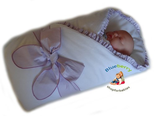 LUXURY WARM NEWBORN Swaddle Wrap Blanket, duvet, Sleeping Bag satin cotton (Purple)
