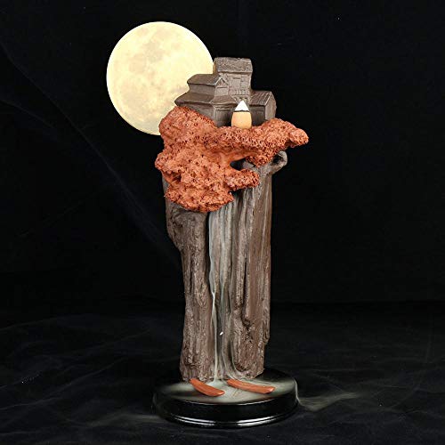 Ceramic Backflow Incense Holder, Moon Backflow Incense Burner, Incense Cone Burner Incense Stick Holder Office Home Decoration Handicraft Gift with 10 Free Cones
