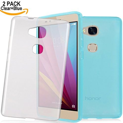 Honor 5X Case, Shalwinn [2 PACK] [Lightweight] [Anti Scratch] Premium TPU Case for Huawei Honor 5X (Blue+Clear)