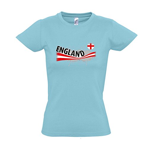 Fanshirt-Damen ENGLAND Ländershirt EM / WM Trikot S-XXL , Atoll blue , L