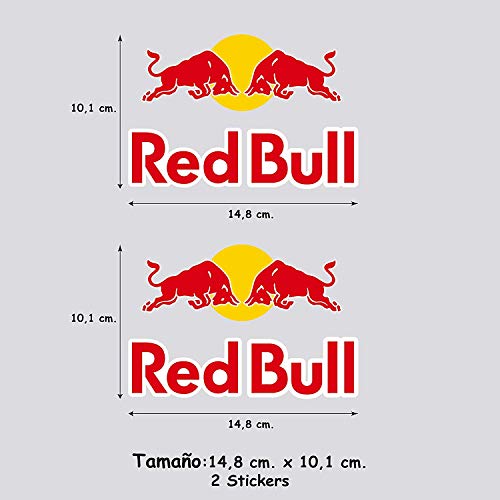 stickersracing X 2 Pegatinas Adhesivo Compatible con Red Bull para Moto Coche Casco Vinilo de 5 a 7 Años en Impresión Troquelado Medidas 14,8 cm x 10,1 cm (2 Unidades)