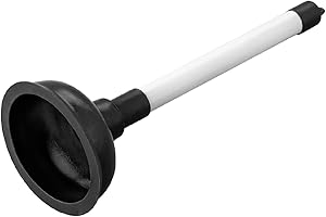 Merriway BH01938 100mm (4 inch) Sink Plunger with 225mm (9 inch) Plastic Handle Diameter, White/Black