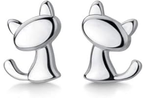 IMINI Micio Gatto Orecchini a Perno S925 Sterling Silver Minimalista Lovely Pet Animal Tiny Cartilagine Orecchino Ear Studs Piercing Gioielli Ipoallergenici Regali Per Donne Ragazze