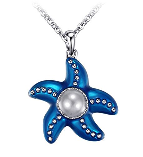 Sasavie-Damen Kette mit Seestern Anhänger-blau-Zirkonia-Geschenke für Kinder