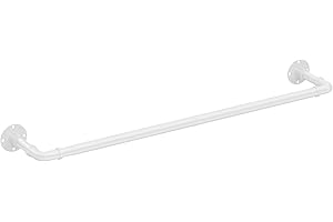 LAIDER HEROS Kleiderstange für Wand, 80cm Garderobenstange im Industrie-Design Industrierohr Kleiderstange, bis 50 kg belastbar, einfache Montage, Abnehmbare Garderobenstangen aus Metall/Mattweiß