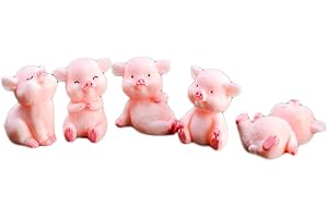 UPKOCH 5 minifiguras de cerdo para cumpleaños, decoración para tartas, color rosa, cerdito, animales, figuras decorativas de animales, figuras en miniatura, adornos para coche, jardín de hadas,