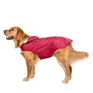 Blusea Impermeable Perro Grande con Capucha y Collar Agujero y Tiras Reflectoras Seguras, Ultra-Light Transpirable Chaqueta para Lluvia para Medianos Perro de Raza (Blue – 5XL)