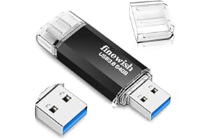 GEWEO Klucz USB 64GB 3.0, 2 w 1 Typ C 3.0 Pen Drive 64gb Wodoodporny klucz USB C 64GB do smartfona MacBook Tablet Komputer o prędkości transferu danych do 40 MB/s (czarny)