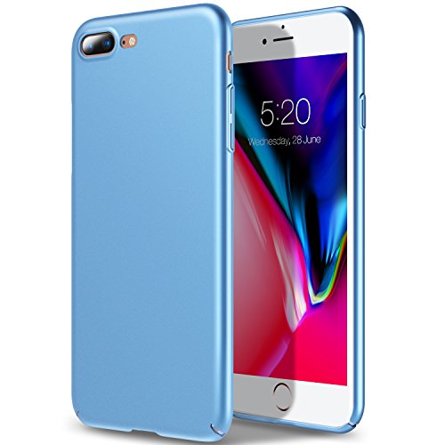 iPhone 7 Plus Case, iPhone 8 Plus Case, TORRAS Ultra-Thin Case with [Tempered Glass Screen Protector], Simple Stylish Fully Protective Matt Cover for Apple iPhone 7 Plus (2016) / iPhone 8 Plus (2017) - Light Blue.