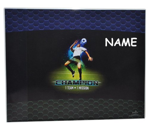 Preisvergleich Produktbild Schreibtischunterlage Fussball 50 cm * 39 cm - incl. Namen - Unterlage / Knetunterlage / Tischunterlage für Jungen Kinder Fußball Champion Sport