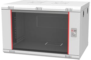 ‎MK-DIGITAL Netzwerkschrank, Serverschrank 19 Zoll Rack - 6HE -7HE- 9 HE - 12HE - 16HE - 400 mm Tiefe – Wandmontage - Montiert - Sicherheitsglastür - Grau (7HE)
