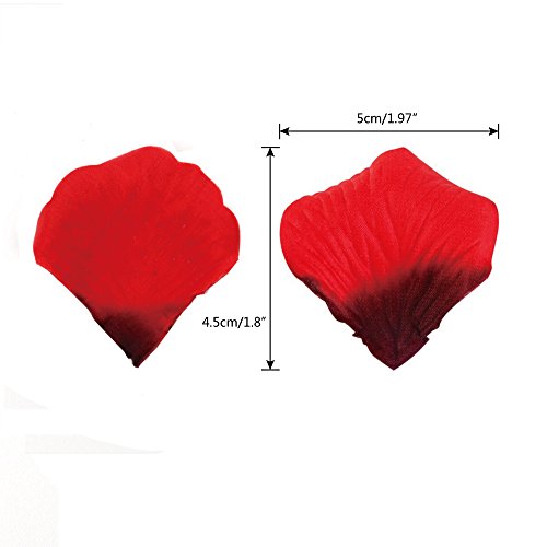 JUSLIN 2500 Stück Dunkelrot Seide Rosenblätter Rosenblüten Hockzeit Blumen Dekoration mit 10 Herzform Ballon und 1 Kordelzug Beutel - 2