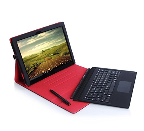 armourdog® Lenovo MIIX 700 Funda tipo libro en Gunmetal Gris Algodón con forro rojo