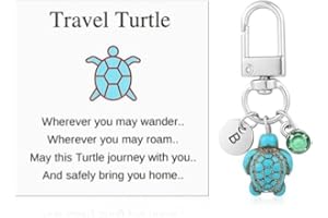 Doraler Travel Turtle Keyring With Birthstone, Travel Turtle Keychain,Safe Handbag Charms Gift,Cute Gifts For Her Someone Going Travelling,Good Luck Charm Gifts for Family Friends