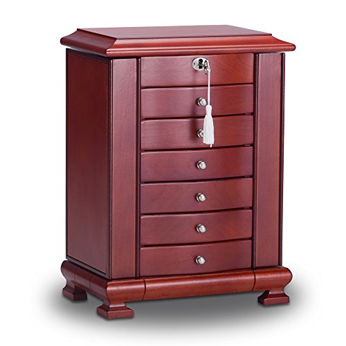 HERITAGE Schmuckkästen abschließbareHolz Schmuckkiste mit Schubladen, Kirsch Schmuckschatulle Speicherorganisator - 2