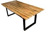 Massives Akazienholz - Der Gartentisch besteht aus cognacfarbenem Massivholz und ist aus echter Baumkante gefertigt. Da der Tisch ein reines Naturprodukt ist, kann es zu Astlöchern, Haarrissen oder unterschiedlichen Farbschmückungen kommen.