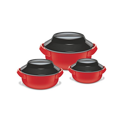 Milton Microwow Insulated Casserole Gift, Set of 3, Red