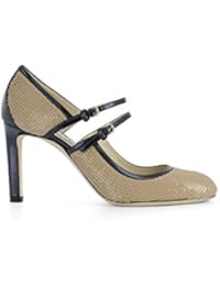 Jimmy Choo Mujer MICHA85SQQNUDENAVY Beige/Azul Cuero Zapatos Altos