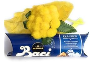 Idea Regalo Uomo e Donna - Baci Perugina Classico 37,5 + Bouquet di Mimosa Artificiale - Compleanno
